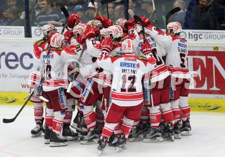 EBEL. Eishockey Bundesliga. EC VSV gegen KAC. Jubel  (KAC). Villach, am 5.2.2016.
Foto: Kuess 


---
pressefotos, pressefotografie, kuess, qs, qspictures, sport, bild, bilder, bilddatenbank