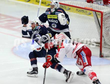 EBEL. Eishockey Bundesliga. EC VSV gegen KAC. Markus Schlacher,  (VSV), Istvan Sofron (KAC). Villach, am 5.2.2016.
Foto: Kuess 


---
pressefotos, pressefotografie, kuess, qs, qspictures, sport, bild, bilder, bilddatenbank