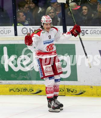 EBEL. Eishockey Bundesliga. EC VSV gegen KAC. Torjubel Manuel Ganahl (KAC). Villach, am 5.2.2016.
Foto: Kuess 


---
pressefotos, pressefotografie, kuess, qs, qspictures, sport, bild, bilder, bilddatenbank