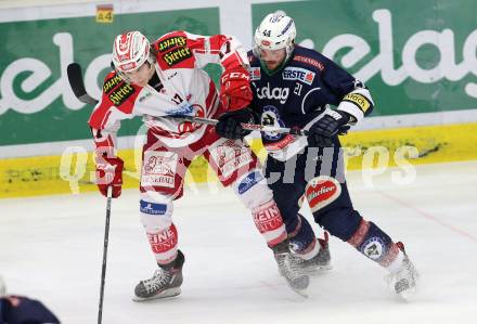 EBEL. Eishockey Bundesliga. EC VSV gegen KAC. Benjamin Petrik,  (VSV), Manuel Ganahl (KAC). Villach, am 5.2.2016.
Foto: Kuess 


---
pressefotos, pressefotografie, kuess, qs, qspictures, sport, bild, bilder, bilddatenbank