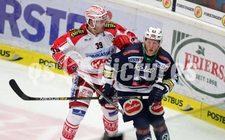 EBEL. Eishockey Bundesliga. EC VSV gegen KAC. Peter Robin Weihager, (VSV), Jean Francois Jacques  (KAC). Villach, am 5.2.2016.
Foto: Kuess 


---
pressefotos, pressefotografie, kuess, qs, qspictures, sport, bild, bilder, bilddatenbank