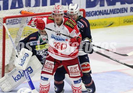 EBEL. Eishockey Bundesliga. EC VSV gegen KAC. Stefan Bacher, Jean (VSV), Francois Jacques  (KAC). Villach, am 5.2.2016.
Foto: Kuess 


---
pressefotos, pressefotografie, kuess, qs, qspictures, sport, bild, bilder, bilddatenbank