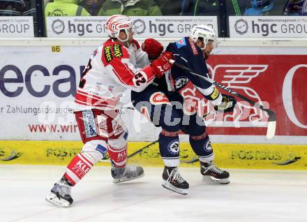 EBEL. Eishockey Bundesliga. EC VSV gegen KAC. Ziga Pance, (VSV), Thomas Poeck  (KAC). Villach, am 5.2.2016.
Foto: Kuess 


---
pressefotos, pressefotografie, kuess, qs, qspictures, sport, bild, bilder, bilddatenbank