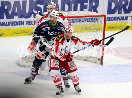 EBEL. Eishockey Bundesliga. EC VSV gegen KAC. Rick Schofield, (VSV), Kevin Kapstad  (KAC). Villach, am 5.2.2016.
Foto: Kuess 


---
pressefotos, pressefotografie, kuess, qs, qspictures, sport, bild, bilder, bilddatenbank