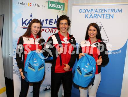 Olympia Zentrum Kaernten. Teilnehmer an den Youth Olympic Games (Jugend Winterspiele).  Anna Juppe,  Moritz Opetnik, Nadine Fest,. Klagenfurt, am 3.2.2016.
Foto: Kuess
---
pressefotos, pressefotografie, kuess, qs, qspictures, sport, bild, bilder, bilddatenbank