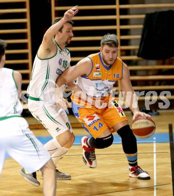 Basketball 2. Bundesliga 2015/16 Grunddurchgang 17. Runde. KOS Celovec gegen BBU Salzburg. Grega Mali,  (KOS Celovec), Jasmin Tomas (Salzburg). Klagenfurt, 6.2.2016.
Foto: Kuess
---
pressefotos, pressefotografie, kuess, qs, qspictures, sport, bild, bilder, bilddatenbank