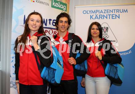 Olympia Zentrum Kaernten. Teilnehmer an den Youth Olympic Games (Jugend Winterspiele).  Anna Juppe,  Moritz Opetnik, Nadine Fest,. Klagenfurt, am 3.2.2016.
Foto: Kuess
---
pressefotos, pressefotografie, kuess, qs, qspictures, sport, bild, bilder, bilddatenbank