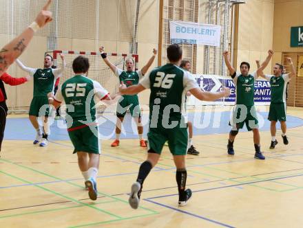 Handball Bundesliga. Obere Play Off. SC Ferlach gegen schlafraum.at Kaernten.  Jubel HCK. Ferlach, am 13.2.2016.
Foto: Kuess
---
pressefotos, pressefotografie, kuess, qs, qspictures, sport, bild, bilder, bilddatenbank