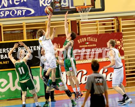 Basketball 2. Bundesliga 2015/16 Grunddurchgang 18. Runde. Woerthersee Piraten gegen Dornbirn Lions. Huber Tim (Piraten), Fabio Thaler (Dornbirn). Klagenfurt, 13.2.2016.
Foto: Kuess
---
pressefotos, pressefotografie, kuess, qs, qspictures, sport, bild, bilder, bilddatenbank