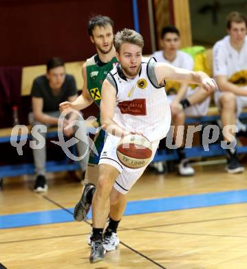 Basketball 2. Bundesliga 2015/16 Grunddurchgang 18. Runde. Woerthersee Piraten gegen Dornbirn Lions. Huber Tim (Piraten), Ramadan Jakupi (Dornbirn). Klagenfurt, 13.2.2016.
Foto: Kuess
---
pressefotos, pressefotografie, kuess, qs, qspictures, sport, bild, bilder, bilddatenbank