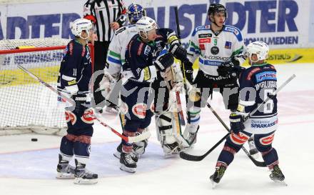 EBEL. Eishockey Bundesliga. EC VSV gegen HDD TELEMACH Olimpija Ljubljana. Torjubel Patrick Platzer, Daniel Nageler, Gerhard Unterluggauer (VSV). Villach, am 19.2.2016.
Foto: Kuess 


---
pressefotos, pressefotografie, kuess, qs, qspictures, sport, bild, bilder, bilddatenbank