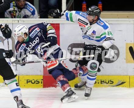 EBEL. Eishockey Bundesliga. EC VSV gegen HDD TELEMACH Olimpija Ljubljana. David Kreuter,  (VSV), Matej Hocevar (Laibach). Villach, am 19.2.2016.
Foto: Kuess 


---
pressefotos, pressefotografie, kuess, qs, qspictures, sport, bild, bilder, bilddatenbank