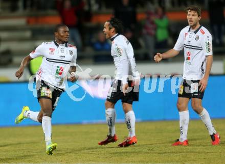 Fussball tipico Bundesliga. RZ Pellets WAC gegen SV Groedig. Fussball tipico Bundesliga. RZ Pellets WAC gegen SV Groedig. Torjubel Issiaka Ouedraogo,  (WAC). Lavanttal Arena, am 20.2.2016. (WAC). Lavanttal Arena, am 20.2.2016.
Foto: Kuess
---
pressefotos, pressefotografie, kuess, qs, qspictures, sport, bild, bilder, bilddatenbank