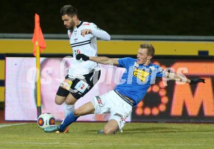 Fussball tipico Bundesliga. RZ Pellets WAC gegen SV Groedig. Manuel Seidl,  (WAC), Thomas Goiginger (Groedig). Lavanttal Arena, am 20.2.2016.
Foto: Kuess
---
pressefotos, pressefotografie, kuess, qs, qspictures, sport, bild, bilder, bilddatenbank