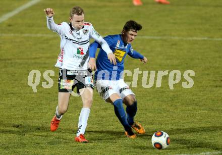 Fussball tipico Bundesliga. RZ Pellets WAC gegen SV Groedig. Christoph Rabitsch,  (WAC), Martin Rasner (Groedig). Lavanttal Arena, am 20.2.2016.
Foto: Kuess
---
pressefotos, pressefotografie, kuess, qs, qspictures, sport, bild, bilder, bilddatenbank