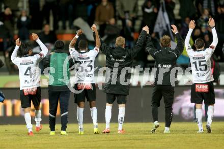 Fussball tipico Bundesliga. RZ Pellets WAC gegen SV Groedig. Jubel WAC. Lavanttal Arena, am 20.2.2016.
Foto: Kuess
---
pressefotos, pressefotografie, kuess, qs, qspictures, sport, bild, bilder, bilddatenbank