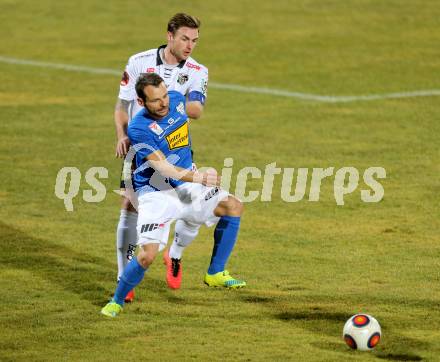 Fussball tipico Bundesliga. RZ Pellets WAC gegen SV Groedig. Michael Sollbauer,  (WAC), Roman Wallner (Groedig). Lavanttal Arena, am 20.2.2016.
Foto: Kuess
---
pressefotos, pressefotografie, kuess, qs, qspictures, sport, bild, bilder, bilddatenbank