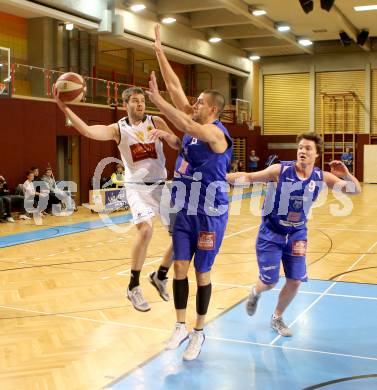 Basketball 2. Bundesliga 2015/16 Grunddurchgang 20. Runde. Woerthersee Piraten gegen Vienna D.C. Timberwolves. Christian Erschen,  (Piraten),  Vincent Polakovic, Philipp D Angelo (Timberwolves). Klagenfurt, 27.2.2016.
Foto: Kuess
---
pressefotos, pressefotografie, kuess, qs, qspictures, sport, bild, bilder, bilddatenbank