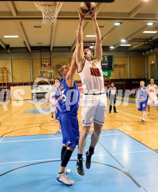 Basketball 2. Bundesliga 2015/16 Grunddurchgang 20. Runde. Woerthersee Piraten gegen Vienna D.C. Timberwolves. Sebastian Wuertz, (Piraten),  Vincent Polakovic (Timberwolves). Klagenfurt, 27.2.2016.
Foto: Kuess
---
pressefotos, pressefotografie, kuess, qs, qspictures, sport, bild, bilder, bilddatenbank