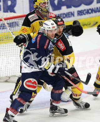 EBEL. Eishockey Bundesliga. EC VSV gegen UPC Vienna Capitals. Benjamin Petrik, (VSV), Tyler Cuma (Caps). Villach, am 28.2.2016.
Foto: Kuess 


---
pressefotos, pressefotografie, kuess, qs, qspictures, sport, bild, bilder, bilddatenbank