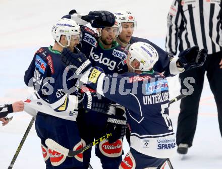 EBEL. Eishockey Bundesliga. EC VSV gegen UPC Vienna Capitals. Torjubel Rick Schofield, Ziga Pance, Mark Santorelli, Gerhard Unterluggauer (VSV). Villach, am 28.2.2016.
Foto: Kuess 


---
pressefotos, pressefotografie, kuess, qs, qspictures, sport, bild, bilder, bilddatenbank