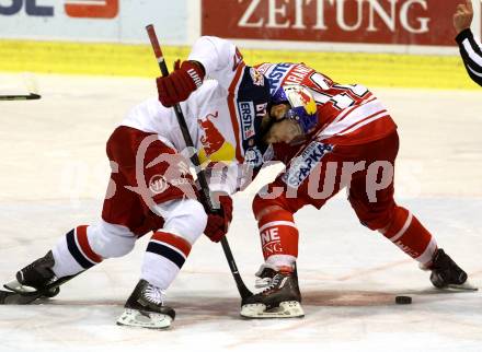 EBEL. Eishockey Bundesliga. KAC gegen EC Red Bull Salzburg. Patrick Harand, (KAC), Konstantin Komarek (Salzburg). Klagenfurt, am 28.2.2016.
Foto: Kuess

---
pressefotos, pressefotografie, kuess, qs, qspictures, sport, bild, bilder, bilddatenbank