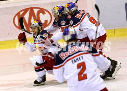 EBEL. Eishockey Bundesliga. KAC gegen EC Red Bull Salzburg. Torjubel Konstantin Komarek  (Salzburg). Klagenfurt, am 28.2.2016.
Foto: Kuess

---
pressefotos, pressefotografie, kuess, qs, qspictures, sport, bild, bilder, bilddatenbank