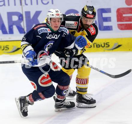 EBEL. Eishockey Bundesliga. EC VSV gegen UPC Vienna Capitals. Christof Kromp, (VSV), Florian Iberer  (Caps). Villach, am 28.2.2016.
Foto: Kuess 


---
pressefotos, pressefotografie, kuess, qs, qspictures, sport, bild, bilder, bilddatenbank