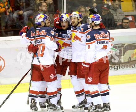 EBEL. Eishockey Bundesliga. KAC gegen EC Red Bull Salzburg. Torjubel Matthias Trattnig (Salzburg). Klagenfurt, am 28.2.2016.
Foto: Kuess

---
pressefotos, pressefotografie, kuess, qs, qspictures, sport, bild, bilder, bilddatenbank