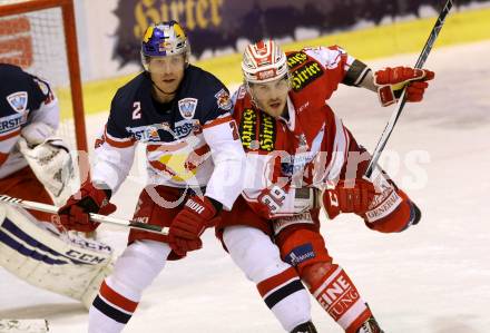 EBEL. Eishockey Bundesliga. KAC gegen EC Red Bull Salzburg. Jean Francois Jacques,  (KAC), Brian Fahey (Salzburg). Klagenfurt, am 28.2.2016.
Foto: Kuess

---
pressefotos, pressefotografie, kuess, qs, qspictures, sport, bild, bilder, bilddatenbank