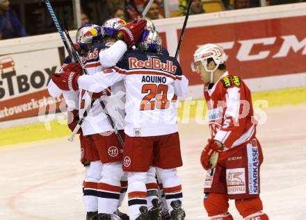 EBEL. Eishockey Bundesliga. KAC gegen EC Red Bull Salzburg. Torjubel (Salzburg). Klagenfurt, am 28.2.2016.
Foto: Kuess

---
pressefotos, pressefotografie, kuess, qs, qspictures, sport, bild, bilder, bilddatenbank