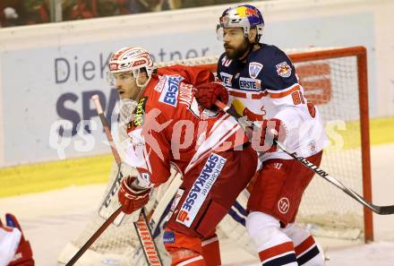 EBEL. Eishockey Bundesliga. KAC gegen EC Red Bull Salzburg. Jean Francois Jacques,  (KAC), Zdenek Kutlak (Salzburg). Klagenfurt, am 28.2.2016.
Foto: Kuess

---
pressefotos, pressefotografie, kuess, qs, qspictures, sport, bild, bilder, bilddatenbank