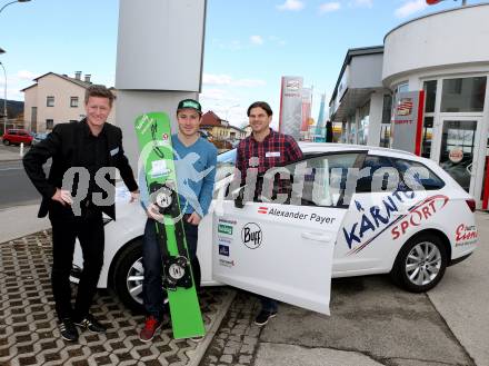 Snowboard. Autouebergabe Autohaus Eisner. Arno Arthofer, Alexander Payer, Stefan Weitensfelder. Klagenfurt, 1.3.2016.
Foto: Kuess
---
pressefotos, pressefotografie, kuess, qs, qspictures, sport, bild, bilder, bilddatenbank