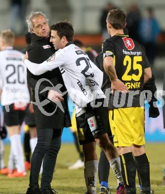 Fussball tipico Bundesliga. RZ Pellets WAC gegen Cashpoint SCR Altach. Trainer Heimo Pfeifenberger, Joachim Standfest (WAC). Lavanttal Arena, am 1.3.2016.
Foto: Kuess
---
pressefotos, pressefotografie, kuess, qs, qspictures, sport, bild, bilder, bilddatenbank