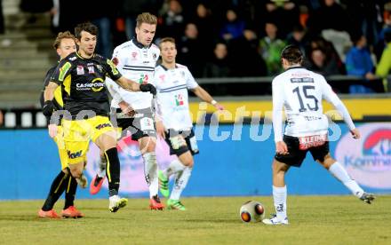 Fussball tipico Bundesliga. RZ Pellets WAC gegen Cashpoint SCR Altach. Michael Sollbauer, Nemanja Rnic, (WAC), Mihret Topcagic  (Altach). Lavanttal Arena, am 1.3.2016.
Foto: Kuess
---
pressefotos, pressefotografie, kuess, qs, qspictures, sport, bild, bilder, bilddatenbank