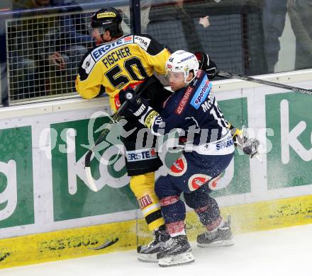 EBEL. Eishockey Bundesliga. EC VSV gegen UPC Vienna Capitals. Brock McBride, (VSV), Mario Fischer  (Caps). Villach, am 4.3.2016.
Foto: Kuess 


---
pressefotos, pressefotografie, kuess, qs, qspictures, sport, bild, bilder, bilddatenbank