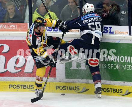 EBEL. Eishockey Bundesliga. EC VSV gegen UPC Vienna Capitals. Ryan McKiernan,  (VSV), Julian Grosslercher (Caps). Villach, am 4.3.2016.
Foto: Kuess 


---
pressefotos, pressefotografie, kuess, qs, qspictures, sport, bild, bilder, bilddatenbank