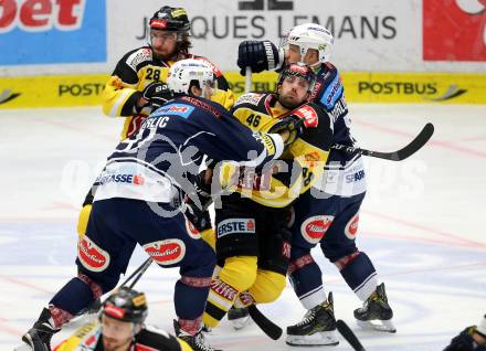 EBEL. Eishockey Bundesliga. EC VSV gegen UPC Vienna Capitals. Miha Verlic, Gerhard Unterluggauer, (VSV), Matthew Dziedudzycki, Andreas Noedl (Caps). Villach, am 4.3.2016.
Foto: Kuess 


---
pressefotos, pressefotografie, kuess, qs, qspictures, sport, bild, bilder, bilddatenbank