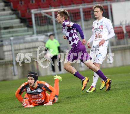 Fussball Sky go Erste Liga. SK Austria Klagenfurt gegen FAC Wien.  Torjubel  Patrik Eler, (Klagenfurt). Klagenfurt, am 4.3.2016.
Foto: Kuess
---
pressefotos, pressefotografie, kuess, qs, qspictures, sport, bild, bilder, bilddatenbank