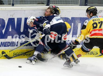 EBEL. Eishockey Bundesliga. EC VSV gegen UPC Vienna Capitals. Daniel Nageler,(VSV),  Jamie Fraser, Felix Maxa (Caps). Villach, am 4.3.2016.
Foto: Kuess 


---
pressefotos, pressefotografie, kuess, qs, qspictures, sport, bild, bilder, bilddatenbank