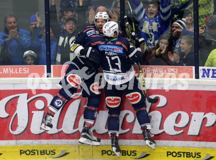 EBEL. Eishockey Bundesliga. EC VSV gegen UPC Vienna Capitals. Torjubel Rick Schofield, Ziga Pance (VSV). Villach, am 4.3.2016.
Foto: Kuess 


---
pressefotos, pressefotografie, kuess, qs, qspictures, sport, bild, bilder, bilddatenbank