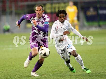 Fussball Sky go Erste Liga. SK Austria Klagenfurt gegen FAC Wien.  Christian Prawda (Klagenfurt), Flavio Dos Santos Dias (Wien). Klagenfurt, am 4.3.2016.
Foto: Kuess
---
pressefotos, pressefotografie, kuess, qs, qspictures, sport, bild, bilder, bilddatenbank