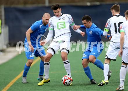 Fussball Regionalliga. Annabichler SV gegen Sturm Graz Amateure. Christian Dlopst, Vahid Muharemovic, (ASV), Fabian Diendorfer (Sturm). Welzenegg, am 5.3.2016.
Foto: Kuess
---
pressefotos, pressefotografie, kuess, qs, qspictures, sport, bild, bilder, bilddatenbank