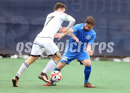 Fussball Regionalliga. Annabichler SV gegen Sturm Graz Amateure. Grega Triplat (ASV), Marco SEbastian Gantschnig (Sturm). Welzenegg, am 5.3.2016.
Foto: Kuess
---
pressefotos, pressefotografie, kuess, qs, qspictures, sport, bild, bilder, bilddatenbank