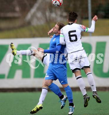 Fussball Regionalliga. Annabichler SV gegen Sturm Graz Amateure. Darijo Biscan, (ASV), Dario Maresic  (Sturm). Welzenegg, am 5.3.2016.
Foto: Kuess
---
pressefotos, pressefotografie, kuess, qs, qspictures, sport, bild, bilder, bilddatenbank