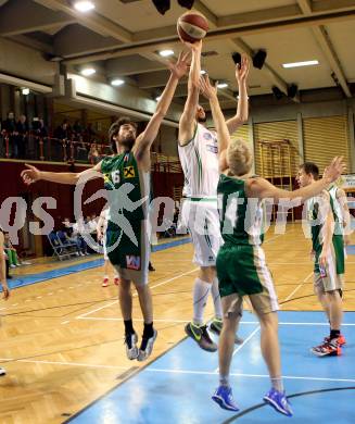 Basketball 2. Bundesliga 2015/16 Grunddurchgang 21. Runde. KOS Celovec gegen Dornbirn Lions. Grega Mali, (KOS Celovec),  Mario Tobar, Florian Gintschel (Dornbirn). Klagenfurt, 5.3.2016.
Foto: Kuess
---
pressefotos, pressefotografie, kuess, qs, qspictures, sport, bild, bilder, bilddatenbank