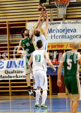 Basketball 2. Bundesliga 2015/16 Grunddurchgang 21. Runde. KOS Celovec gegen Dornbirn Lions. Strazar Jakob, (KOS Celovec),  Mario Tobar (Dornbirn). Klagenfurt, 5.3.2016.
Foto: Kuess
---
pressefotos, pressefotografie, kuess, qs, qspictures, sport, bild, bilder, bilddatenbank