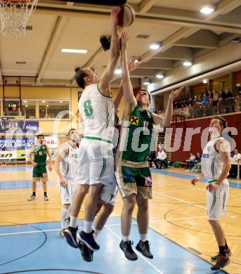 Basketball 2. Bundesliga 2015/16 Grunddurchgang 21. Runde. KOS Celovec gegen Dornbirn Lions. Jakob Strazar,  (KOS Celovec), Luka Kevric (Dornbirn). Klagenfurt, 5.3.2016.
Foto: Kuess
---
pressefotos, pressefotografie, kuess, qs, qspictures, sport, bild, bilder, bilddatenbank