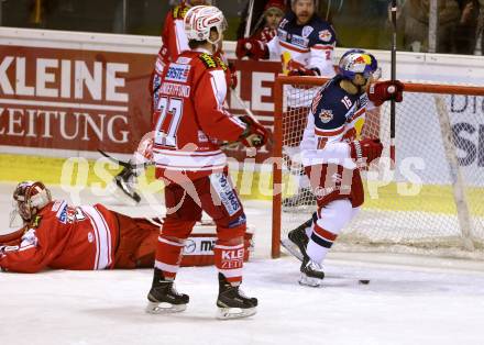 EBEL. Eishockey Bundesliga. KAC gegen EC Red Bull Salzburg. Torjubel Ryan Duncan (Salzburg). Klagenfurt, am 8.3.2016.
Foto: Kuess

---
pressefotos, pressefotografie, kuess, qs, qspictures, sport, bild, bilder, bilddatenbank