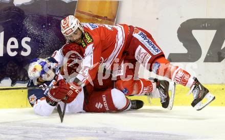 EBEL. Eishockey Bundesliga. KAC gegen EC Red Bull Salzburg. Steven Strong,  (KAC), Brett Sterling (Salzburg). Klagenfurt, am 8.3.2016.
Foto: Kuess

---
pressefotos, pressefotografie, kuess, qs, qspictures, sport, bild, bilder, bilddatenbank